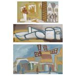 Markey Robinson (1918-1999) INTERIOR, STILL LIFE and STREET SCENE (SET OF THREE) gouache; (3); (