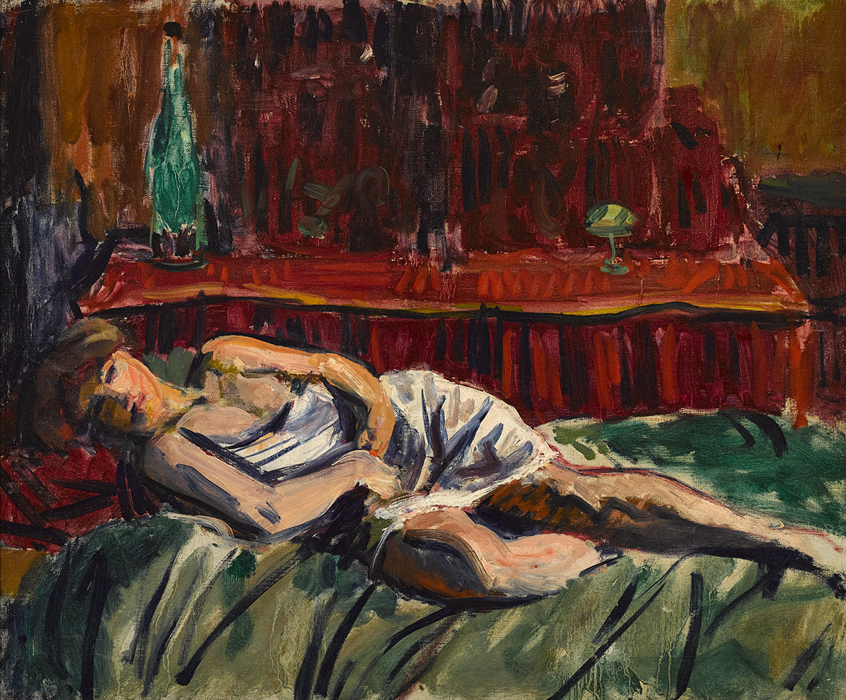 Roderic O'Conor (1860-1940) RECLINING WOMAN, c.1910 oil on canvas with artist's atelier stamp on