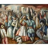 Daniel O'Neill (1920-1974) THE DANCE OF THE DOLLS oil on canvas laid on board titled on reverse 20