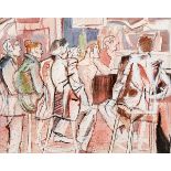 John Behan RHA (b.1938) PUB SCENE, 1983 watercolour signed and dated lower right 15.50 by 19.