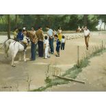 Henry Robertson Craig RHA (1916-1984) PONY RIDES oil on board signed lower left 10 by 14in. (25.4 by
