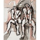 John Behan RHA (b.1938) TWO FIGURES, 1973 watercolour signed and dated lower left 19.50 by 16in. (