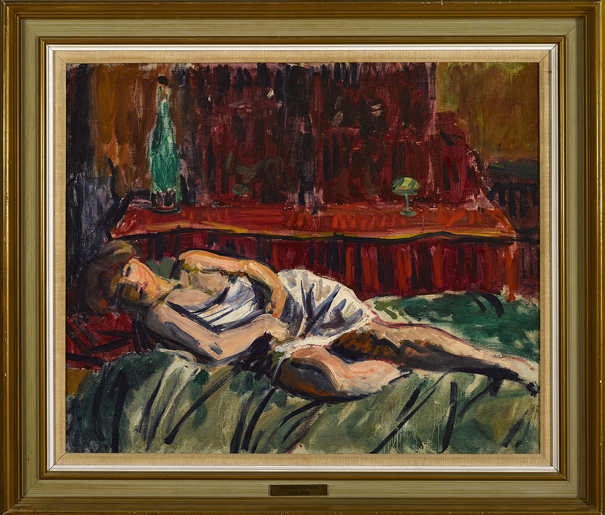 Roderic O'Conor (1860-1940) RECLINING WOMAN, c.1910 oil on canvas with artist's atelier stamp on - Image 2 of 2