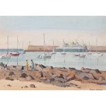 Robert Taylor Carson HRUA (1919-2008) LOS CRISTIANOS HARBOUR, GRAN CANARIA, 1983 watercolour