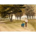 Alan Bradshaw (b.1936) THIS PUTT FOR THE MATCH, 1993 watercolour signed lower right; with McGilloway