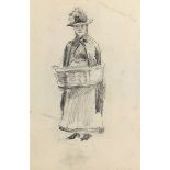 John Butler Yeats RHA (1839-1922) WOMAN WITH BASSINET pencil 8.75 by 5.50in. (22.2 by 14cm) 15 by