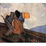 Paul Henry RHA (1876-1958) THE POTATO DIGGERS lithograph title and description on promotional