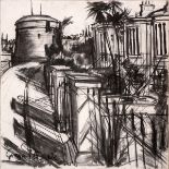 Gerard Byrne (b.1958) MARTELLO TOWER, MONKSTOWN, COUNTY DUBLIN charcoal on canvas; (unframed) signed