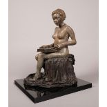 Paddy Campbell (b.1942) GIRL READING bronze; (no. 1 from an edition of 11) signed with initials 14