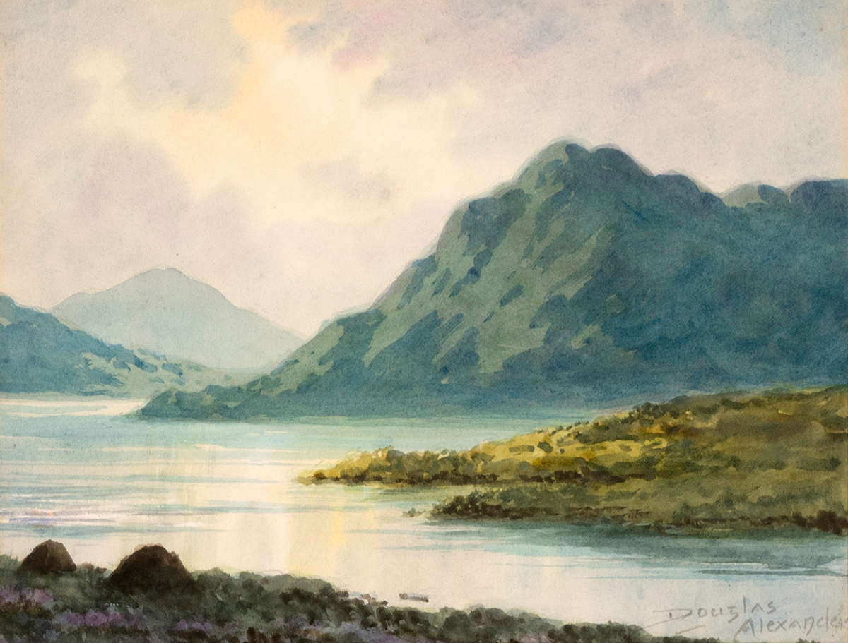 Douglas Alexander (1871-1945) LAKE SCENE, WEST OF IRELAND watercolour signed lower right 8.75 by