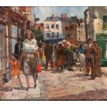 James le Jeune RHA (1910-1983) STREET SCENE IN BRETON VILLAGE oil on canvas signed lower right;