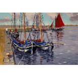 Ivan Sutton (b.1944) GALWAY HOOKER FESTIVAL, KINVARA, COUNTY GALWAY oil on board signed lower right;