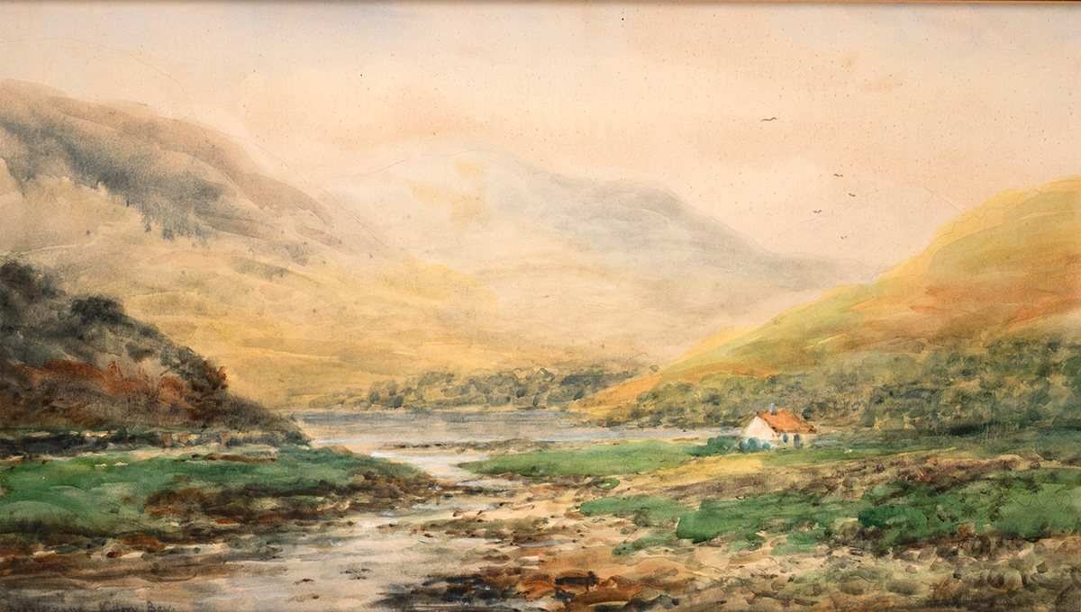 Alexander Williams RHA (1846-1930) NEAR LEENANE, KILLARY BAY (A FISHERMAN'S COTTAGE) watercolour