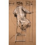 Seán Keating PPRHA HRA HRSA (1889-1977) MAN ON LADDER charcoal heightened with white signed lower