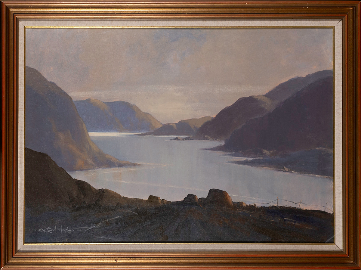 George K. Gillespie RUA (1924-1995) EVENING LIGHT, KILLARY, COUNTY GALWAY oil on canvas signed lower - Image 2 of 4