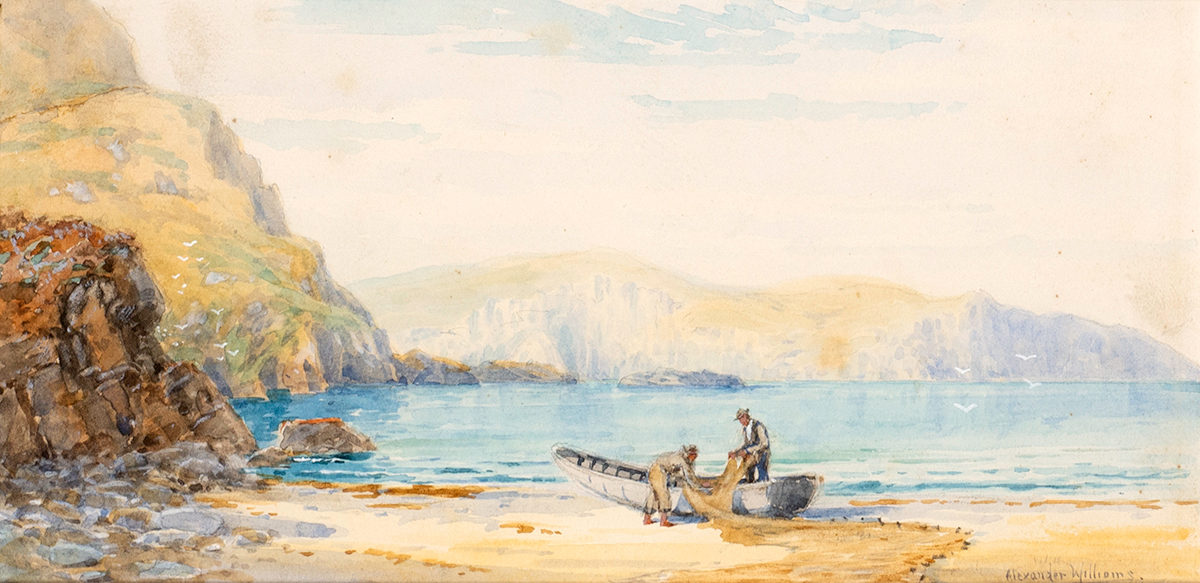 Alexander Williams RHA (1846-1930) ACHILL ISLAND, COUNTY MAYO watercolour signed lower right 5.75 by