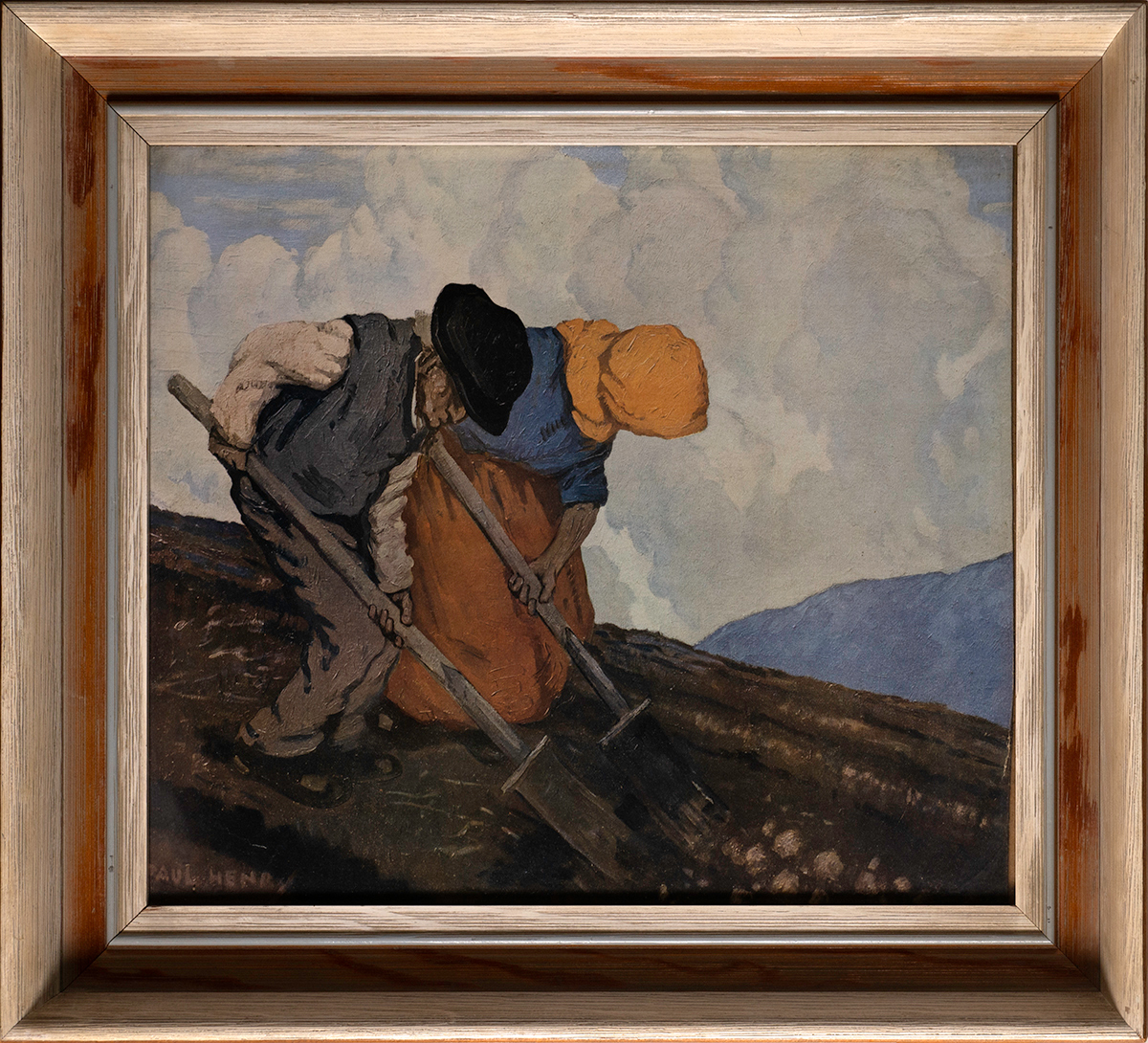 Paul Henry RHA (1876-1958) THE POTATO DIGGERS lithograph title and description on promotional - Image 2 of 5