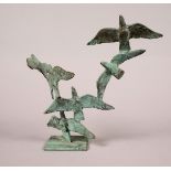 John Behan RHA (b.1938) FLIGHT OF BIRDS bronze signed on base 9.75 by 10 by 6.50in. (24.8 by 25.4 by