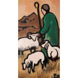 Markey Robinson (1918-1999) ST. PATRICK AND HIS SHEEP oil on board signed lower right 13.50 by 7.