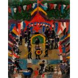 Gretta Bowen (1880-1981) FESTIVAL ("THE TWELFTH") oil on board signed lower left and titled on