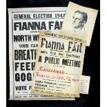 1948 Fianna Fail Dublin, General Election ephemera An election poster for the Three Fianna Fail
