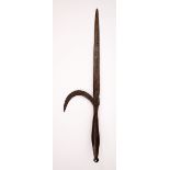 18th century wrought iron pike head 18 inch spear, overall 28 inches, of a type used in the 1798