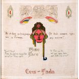 1973 Long Kesh Internment Camp prisoner art. Painted handkerchief with Celtic motifs and Easter
