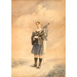 1917. Portrait of Thomas Ashe as a piper by Leo Whelan RHA. Watercolour, signed and dated lower