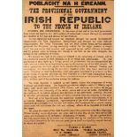 1916 PROCLAMATION OF THE IRISH REPUBLIC. An original example with an eyewitness inscription.