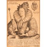 1592. Contemporaneous engraving of Queen Elizabeth I After Isaac Oliver - `Elisabet D.G. Ang.