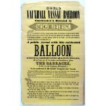Ballooning. Royal Vauxhall Nassau Balloon, poster. Constructed & Directed by M. Green A public