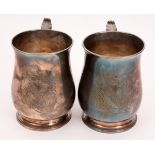 1769 pair of silver tankards engraved with coat of arms believed to be that of Bernard, the Earl