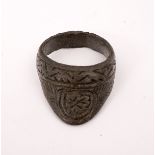 Circa 400-600AD a bronze archer's ring. Used to protect the nail of the archer. Pax Romana Auctions,