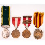1939-1946 Emergency Service Medals for Red Cross and Air Raid Precautions, and two others (4) Also
