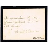 1917 (30 September). Thomas Ashe funeral: floral tribute card written and signed by Michael