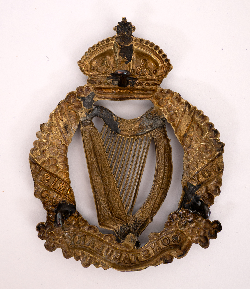 Circa 1870-1901. Royal Irish Constabulary helmet plate. A good scarce die-stamped blackened brass - Image 2 of 2