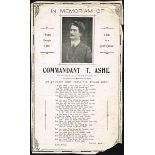 1917 (September). In Memoriam of Commandant T. Ashe poster print. Incorporating a photograph of