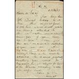 1917 (22 August) letter from Michael Collins to Nora Ashe, after the arrest of her brother Thomas.