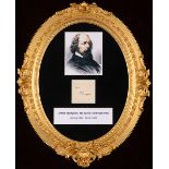 Alfred , Lord Tennyson (1809-1892) autograph. On small clipping, attractively framed with an image