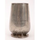 1920. Auxiliary Division R.I.C. officer's tankard. Electro plated, inscribed with crowned harp, "