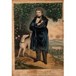 Mid 19th century American coloured print of Daniel O'Connell. "Daniel O'Connell, The Irish Liberator