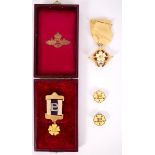 1883-2004. Primrose League medals and badges. (5) Gilt and enamel medallions with ribbons (2),