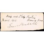 Polar exploration. Shackleton, Ernest H. Autograph signature. A clear signature, signed in black ink