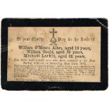 1867 (23 November) "Manchester Martyrs" In Memoriam card. "Pray for the Souls of William O'Meara