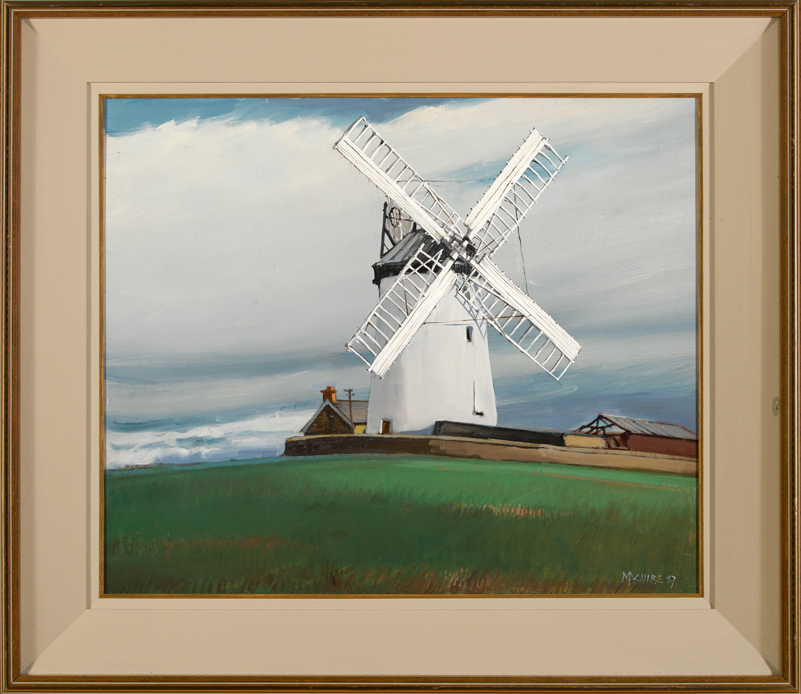 Cecil Maguire RHA RUA (1930-2020) WINDMILL, BALLYCOPELAND, COUNTY DOWN, 1987 oil on board signed and - Image 2 of 5