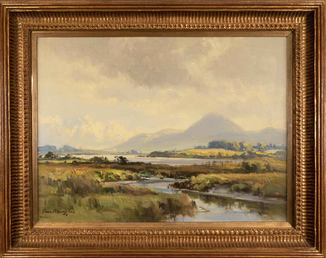 Frank McKelvey RHA RUA (1895-1974) MOURNES FROM DUNDRUM, COUNTY DOWN oil on canvas signed lower - Image 2 of 4