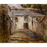 Padraic Woods RUA (1893-1991) GALWAY LANEWAY oil on board signed lower right 19.25 by 23.25in. (48.9