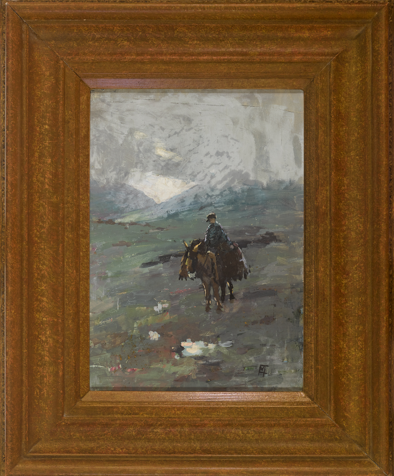 Eileen Murray (1885-1962) EVENING IN THE WEST oil on board signed in monogram lower right; inscribed - Image 2 of 4