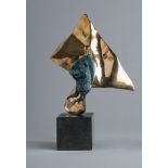 Joseph Sloan (b.1940) WINGED SHEPHERD, 2011 bronze and marble; (artist's proof I/II) signed and