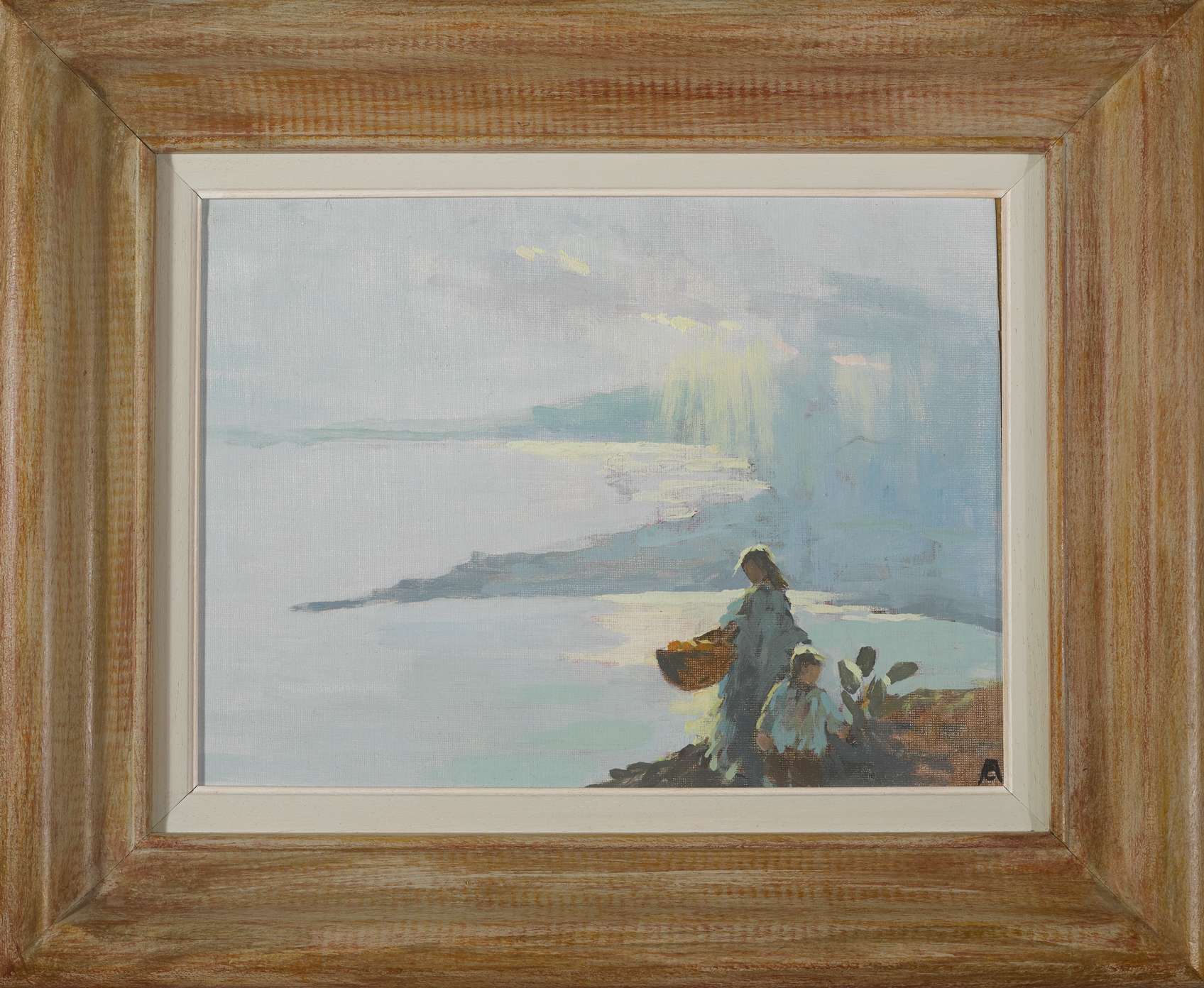 Eileen Murray (1885-1962) WOMAN AND CHILD BY THE SEA SHORE oil on board signed in monogram lower - Image 2 of 4